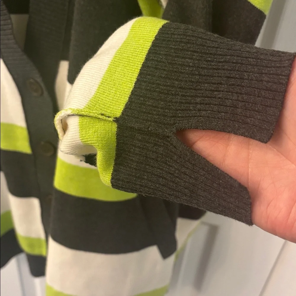 NWT Free People A League of Her Own Striped Cardigan in Carbon Lime, M - Picture 9 of 12